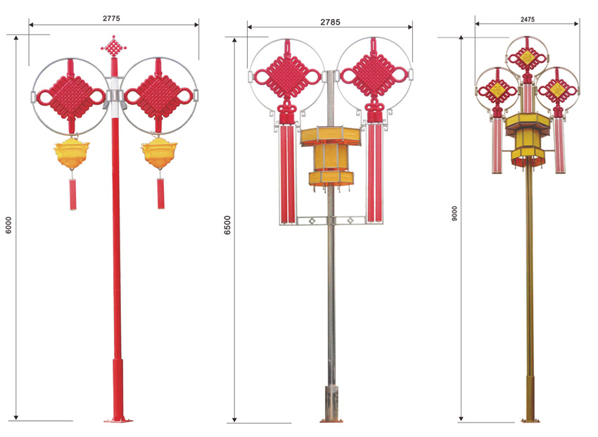 6米、9米高立桿中國(guó)結(jié)燈宮燈尺寸圖
